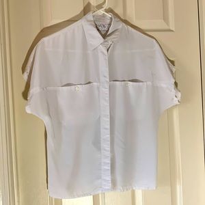 Vintage Silk short Bat sleeved button up blouse.